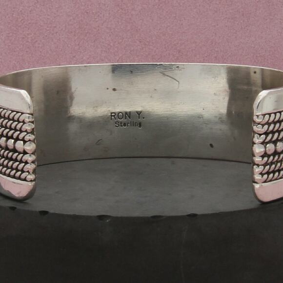 navajo sterling silver ron yazzie beaded & braided cuff bracelet size 6.75in - Picture 3 of 3